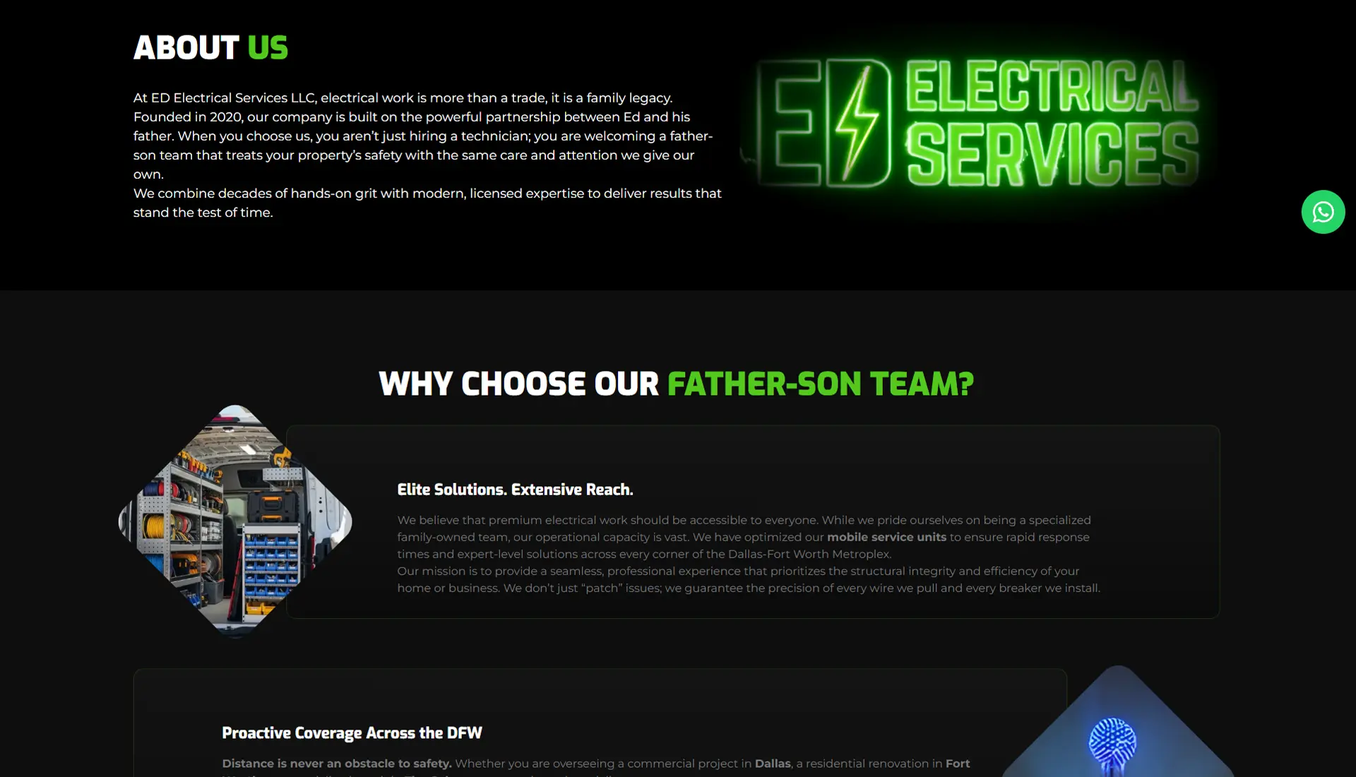 ED Electrical Services - מסך שמאל